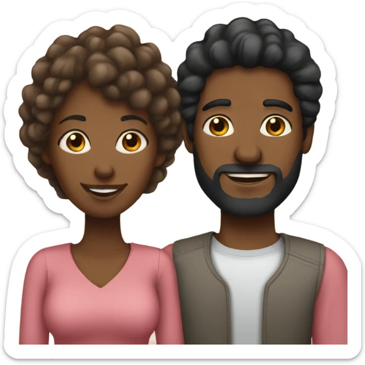 Black couple. Man with short hair and beard with Woman long hair sticker