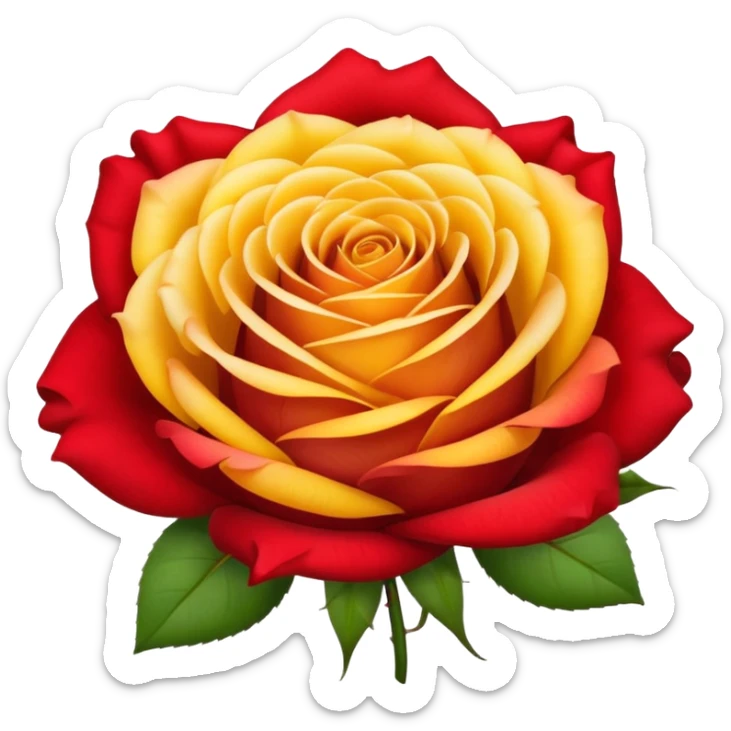 roses with gradient on petal starts yellow and bottom is red make a bouquet of them lots of gradient on every petal  sticker