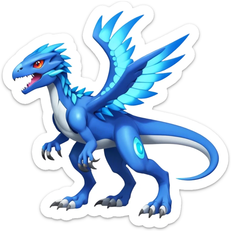 Shiny Futuristic Celestial Magical Fakemon-Pokemon-Digimon-Spectrobes-Raptor-fusion, full body sticker
