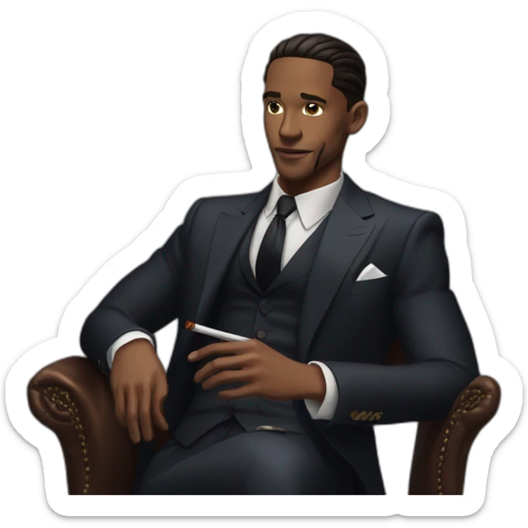 Tristan Tate,slick back hair, rich, smoking cigar, african america, 3 piece suit sticker