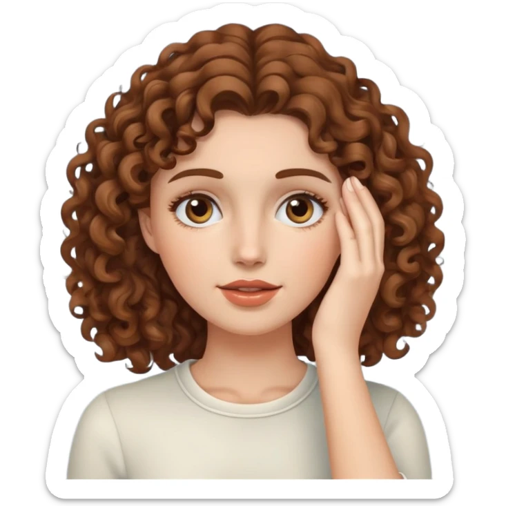 Female face palm with fair skin and brown curly hair  sticker