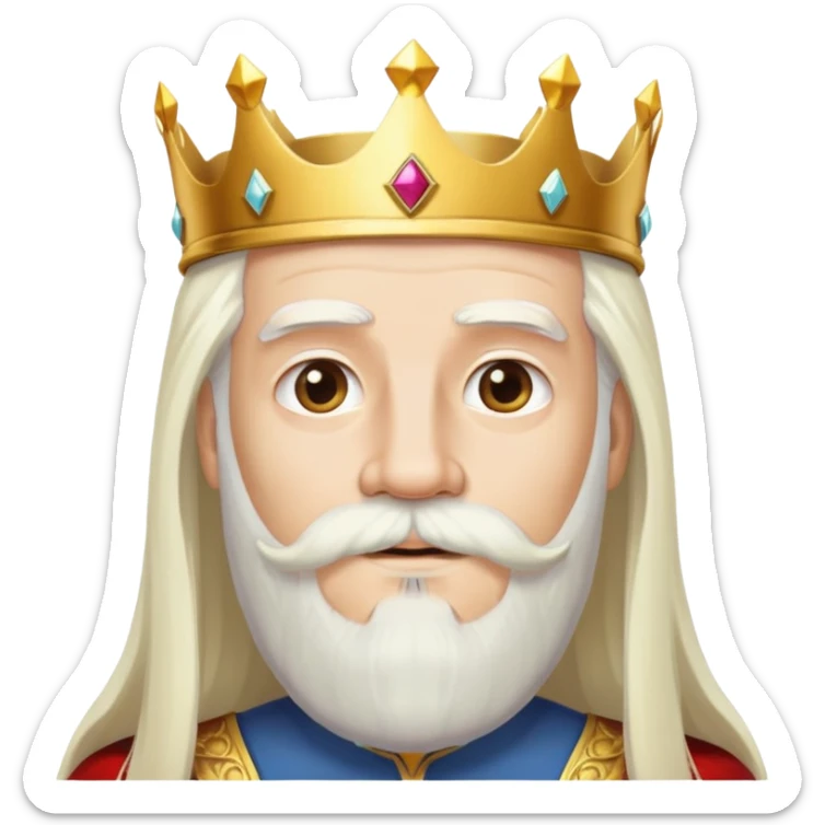 God, man with golden crown, long white hair, beard and white mustache sticker