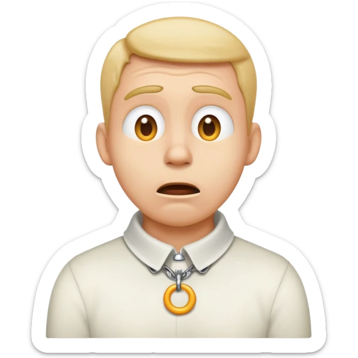goofy emoji tugging collar in anticipation, stress, nervousness, anxiousness and dread sticker