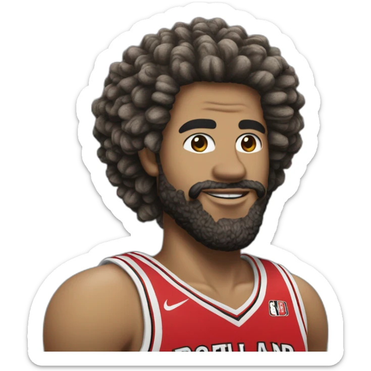 Basketteur blanc avec cheveux bouclés qui joue au portland trail blazers sticker