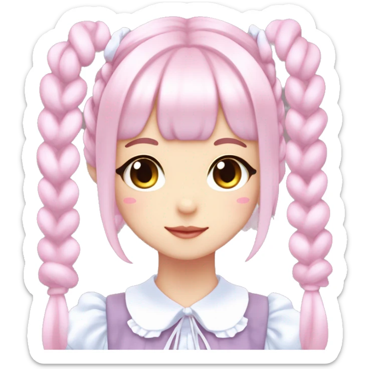 Shiny Blushing Cute Kawaii Pastel Lolita Anime Catgirl pigtails Trending Style Cottagecore Pastelcore  sticker