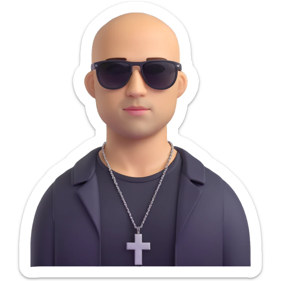 Dominic Toretto from Fast and Furious with sunglasses and cross necklace sticker