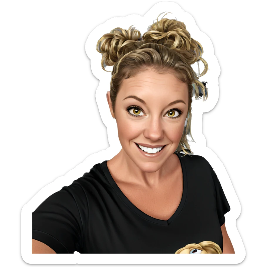 smiling girl in kitchen selfie sticker