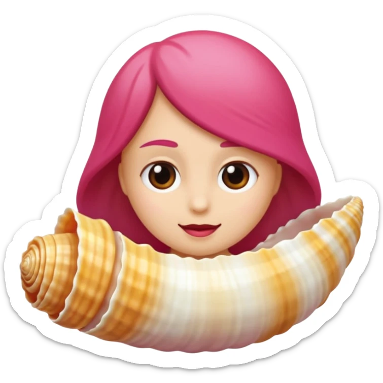 "Un emoji carino di una conchiglia di mare con una piccola rosa rossa su di essa, stile iOS". sticker