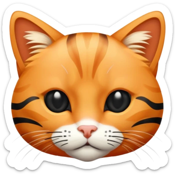 Orange tabby cat with black stripes on the body but not the head. The head is solid orange with no stripes. sticker