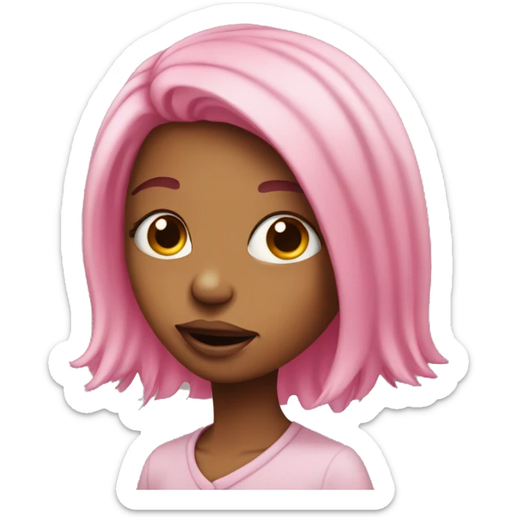 Crosseyed girl with pink hair sticking her tounge out sticker