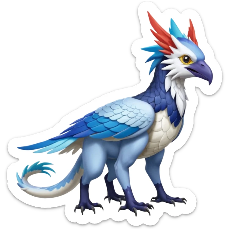Chimera-Latios-Nargacuga-Silvally-Gryphon-fusion-hybrid-animal-creature  with long ears  sticker