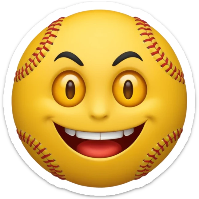 I want a emoji of a emoji with a evil smile throwing a baseball very hard sticker