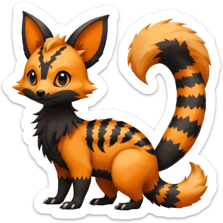 Rare exotic cute epic aesthetic Salandit-Eevee-Civet-species-Fakemon-hybrid-creature, with markings, full body sticker