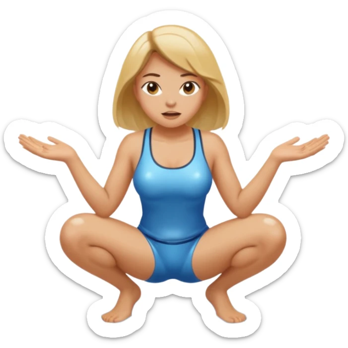 Naked Woman legs and vagina spread open squatting and pissing sticker