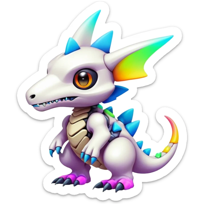  exotic colorful futuristic modern cyber-Cubone-Fakémon-Digimon-Trico-Vernid-creature sticker