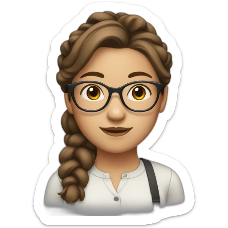 Girl with brown hair wearing glasses with her hair in a bun hairstyle sticker