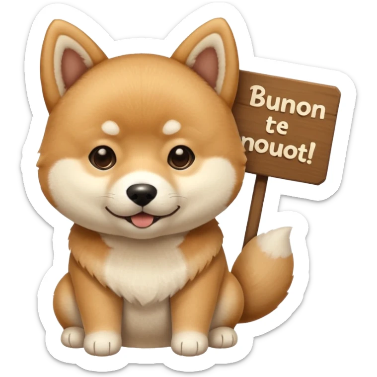 Crea un cagnolino un aski che mostra un cartello con scritto Buonanotte 😘 sticker