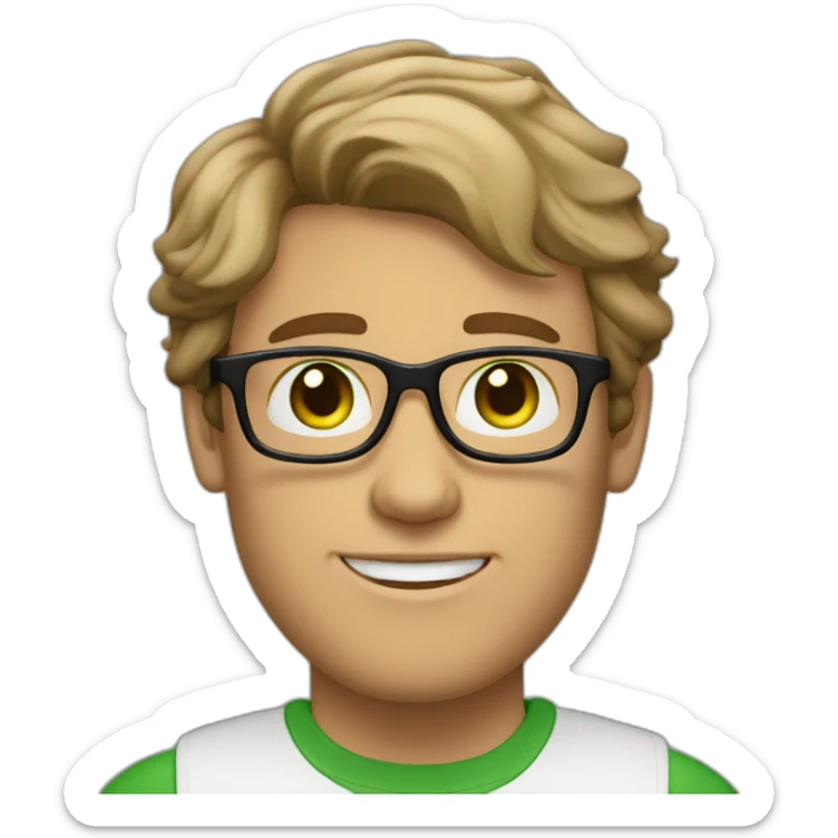 graphic designer man with glasses and green eyes brown and semi-wavy hair the man is white sticker