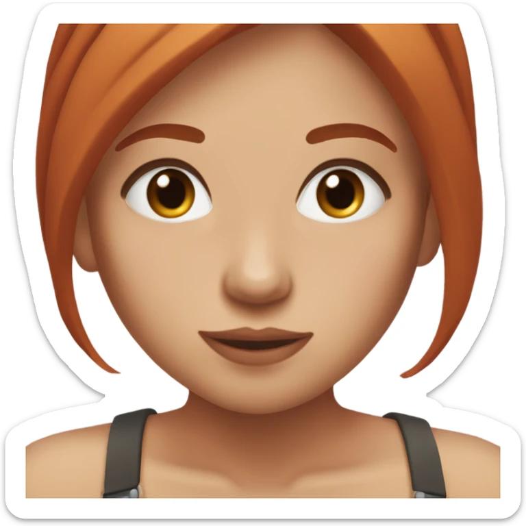woman with straight red hair and some bange and small brown eyes with long lashes and rosie cheeks  sticker