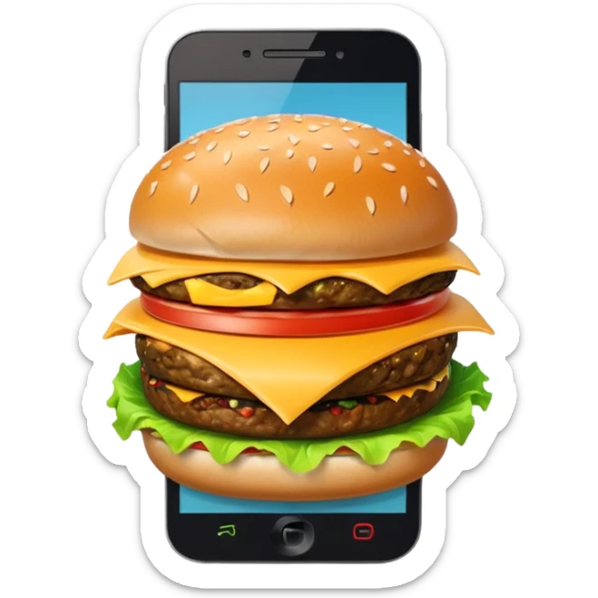 picture of a hamburguer inside of a phone sticker