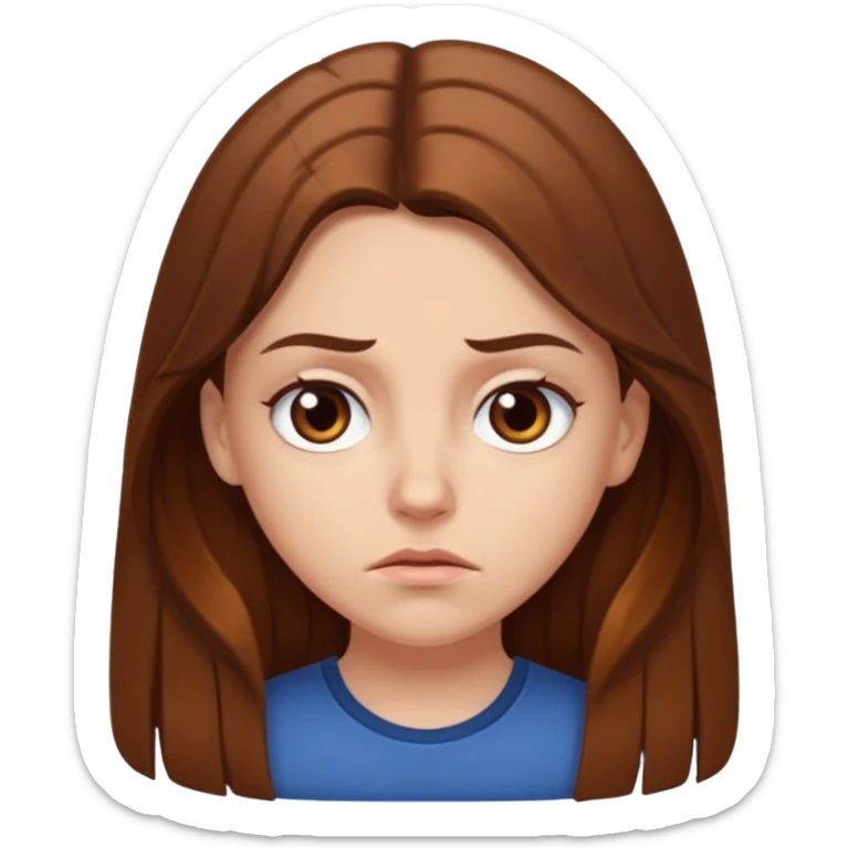 a white girl with brown long hair and brown eyes looking annoyed  sticker