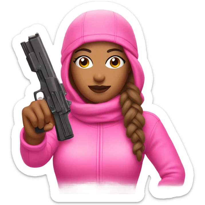 Latina chola with pink ski mask and pink nails and pink gun  sticker