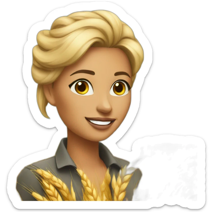 lady sport boss cartoon, in wheat industry, who works a lot, Nina sticker