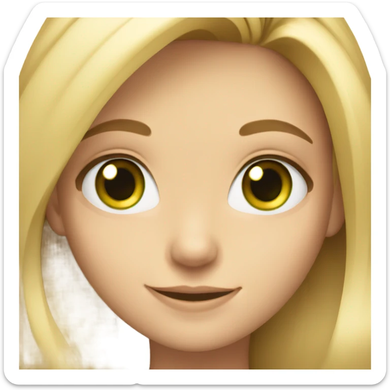 smiling girl with long blonde hair and green eyes sticker