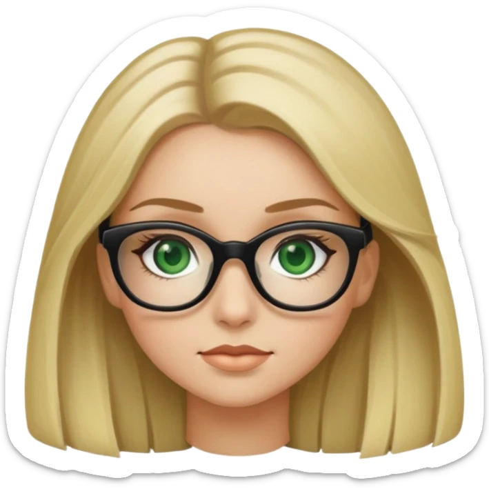 girl with a blond- dark blonde hair black glasses green eyes long lashes  sticker