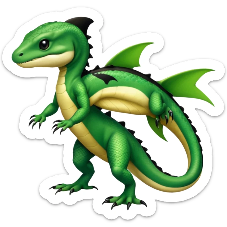 Orca-dragon-reptile-reptilian-lizard-skink-gecko-Digimon-hybrid full body, two legs, arms, tail sticker