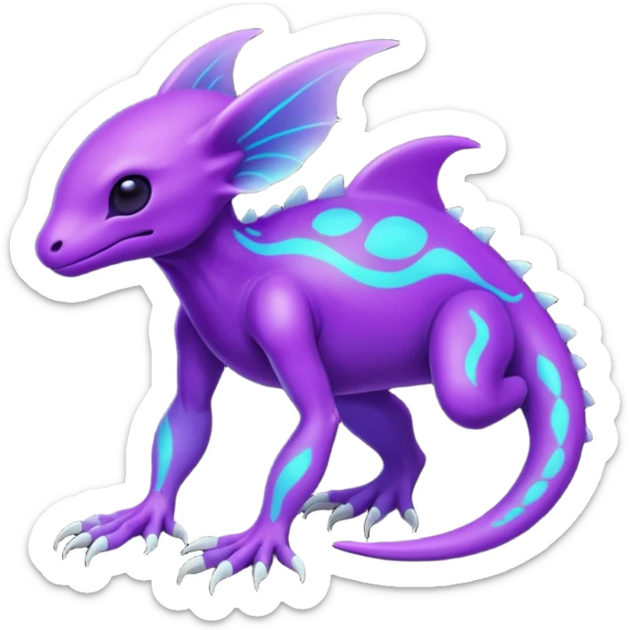 Tropical futuristic lush neon purple Fionbri-Vernid-creature (full body) sticker