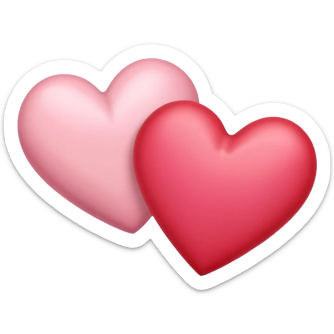 one pink heart  and one red heart emoji with subtle sakura petal texture sticker