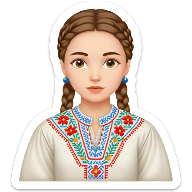 A young Ukrainian psychologist wearing a traditional embroidered vyshyvanka shirt sticker
