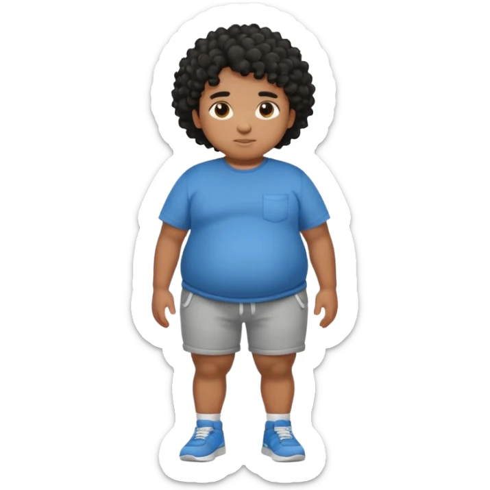 fat person emoji but make him brown skin and curly black hair make it a whole body image and the person is a boy who’s fat even fatter than this add belly rolls sticker