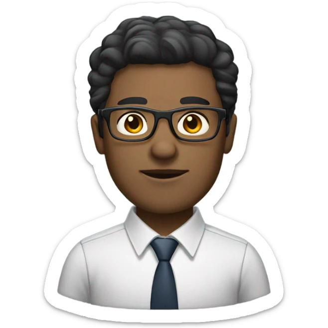 man with glasses with dark hair and light skin working in office sticker