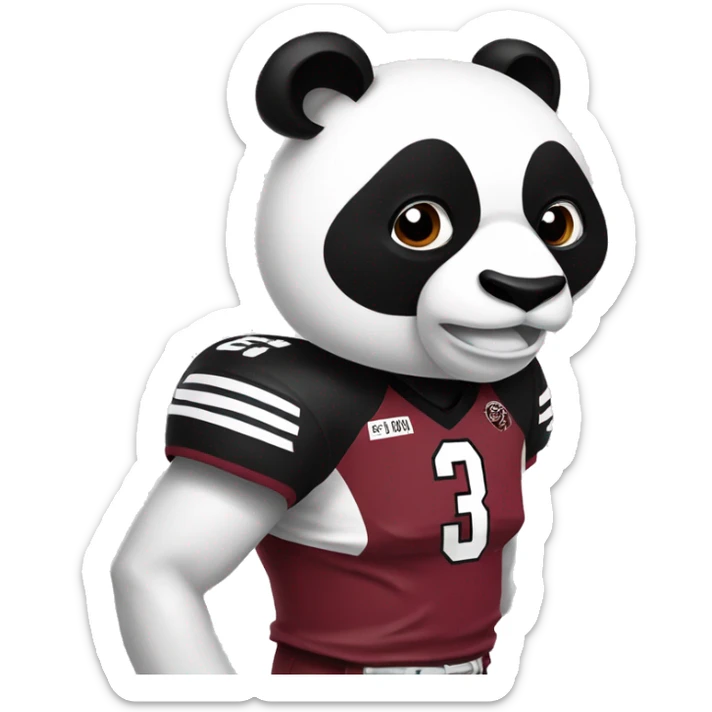 A panda wearing a University of South Carolina Gamecock football jersey.  sticker