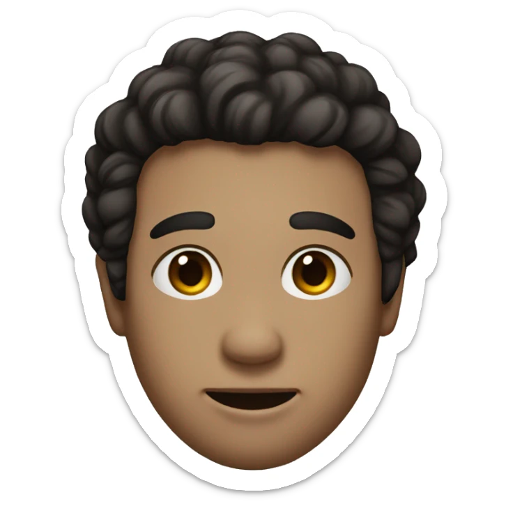 emoji of a guy with dark eyes but not black, dark hair blown not slick and not afro, a black dot on his cheek sticker