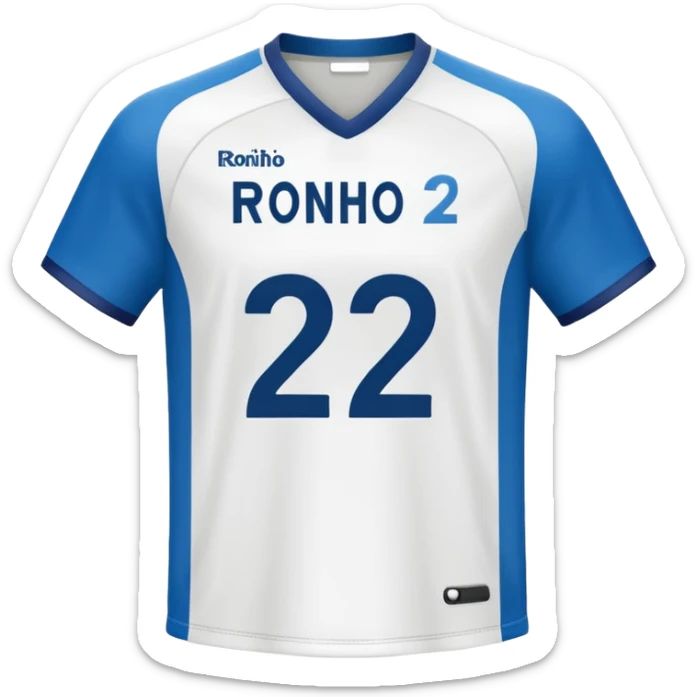 White football jersey at the back with number 22 and my name RONIHO  sticker