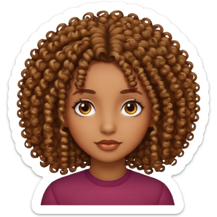 Brown skin girl with curly hair sticker