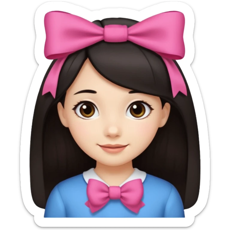 scout girl with hairbow on straight hair dark hair sticker