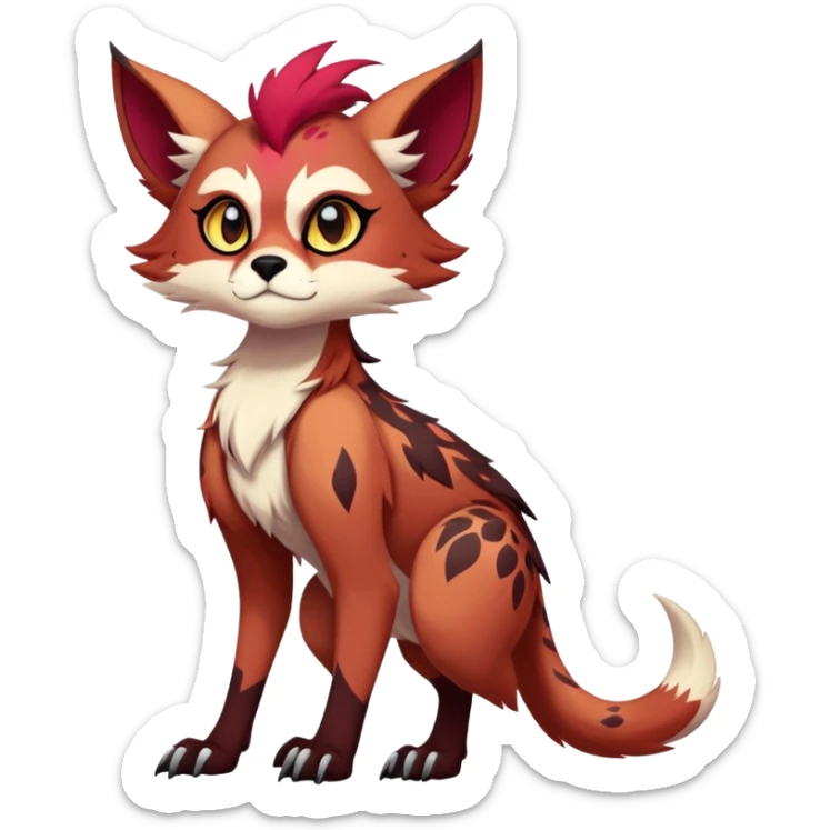 edgy badass cool Falvie-Fionbri-creature-fursona, full body, with random markings sticker
