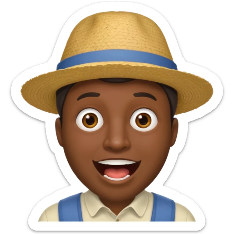 homme créole réunionnais  étonné  bouche ouverte avec chapeau sticker