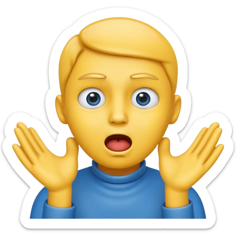 yellow face emoji with hands at its throat, eyes wide, face turning blue, choking itself sticker