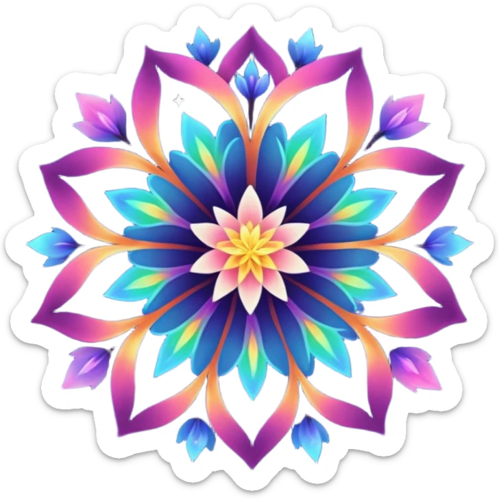magical flower with a glowing center, petals fading into a star-filled nebula, mystical sticker