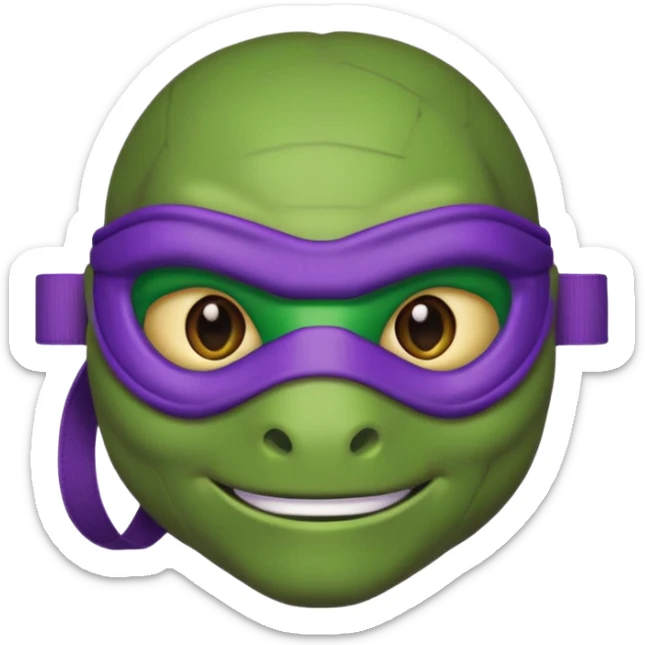 Donatello from Teenage Mutant Ninja Turtles, emoji style, head only, with a tech accessory sticker