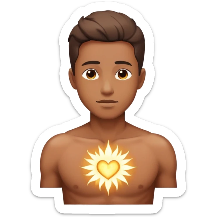 transition from a man with a spiritual pain on his chest growing up to a man with a soul glowing on his body representing his healed version karmically and using that energy to heal others sticker
