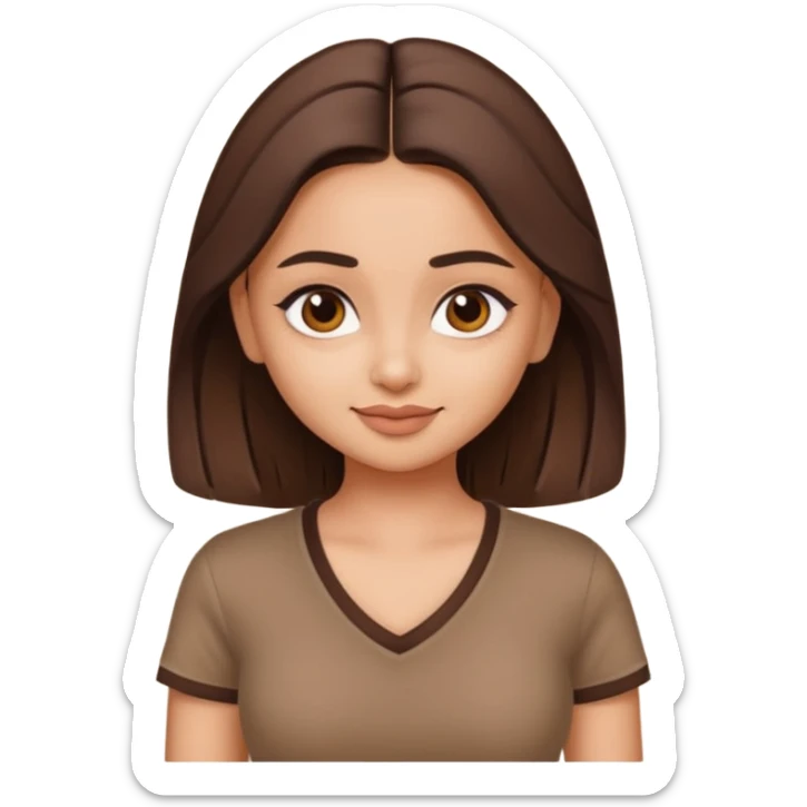 ipretty bratz emoji of alia bhatt wearing a V neck brown tshirt. She should look like Alia Bhatt sticker