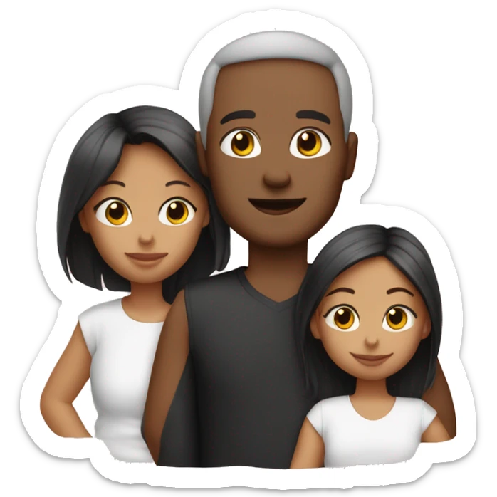 Family of 3- mum-dad-baby girl-2 cats 1white 1 black sticker