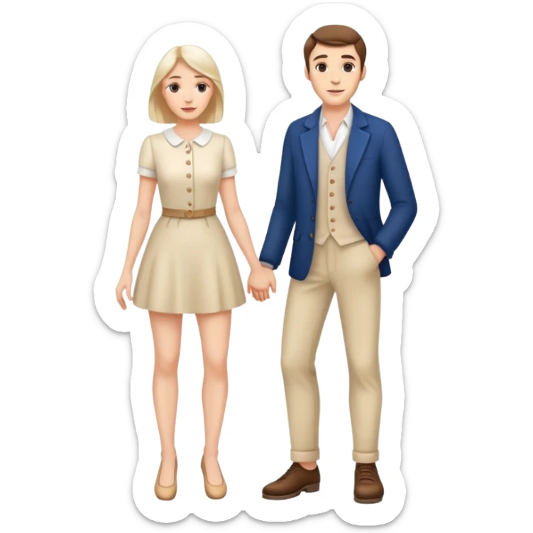 french pair men and woman photorealistic standing on feet sticker