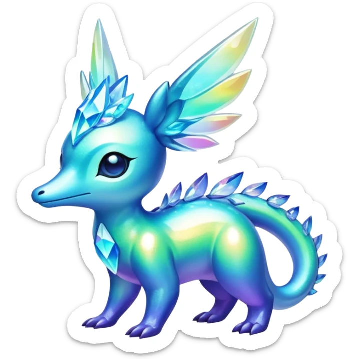 Shiny Exotic Colorful Amaura-Aurorus-Fakémon-hybrid-creature (full body)  sticker